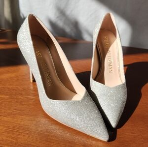 Stuart Weitzman Silver Crystal Pump Women's Heels